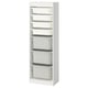 TROFAST Combinación de almacenaje con cajas, blanco blanco/gris, 46x30x145 cm