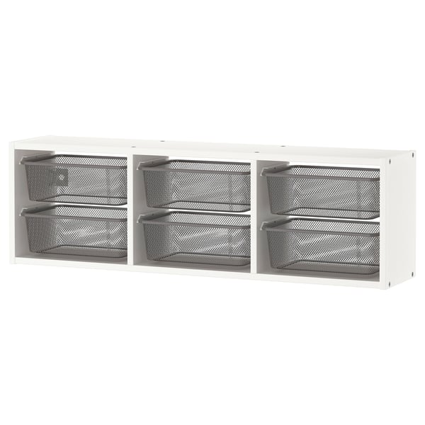 TROFAST Repisa mural, blanco/Gris oscuro, 99x21x30 cm