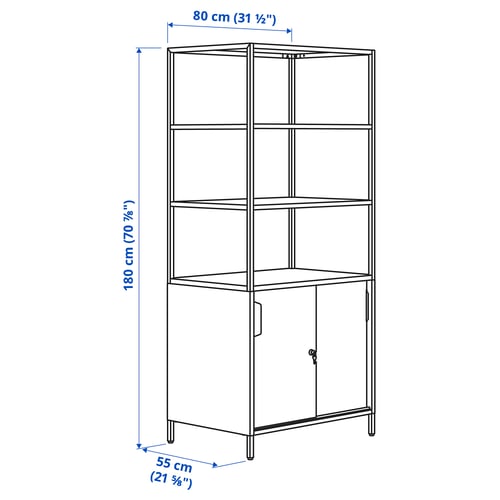 TROTTEN Gabinete, blanco, 80x55x180 cm