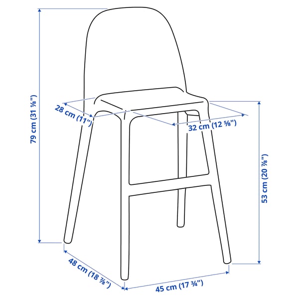 URBAN Silla de comer infantil, blanco