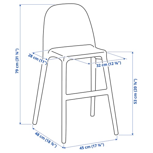 URBAN Silla de comer infantil, blanco