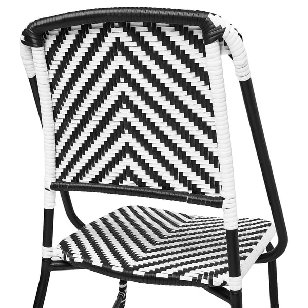VASSHOLMEN Silla para terraza, negro/blanco