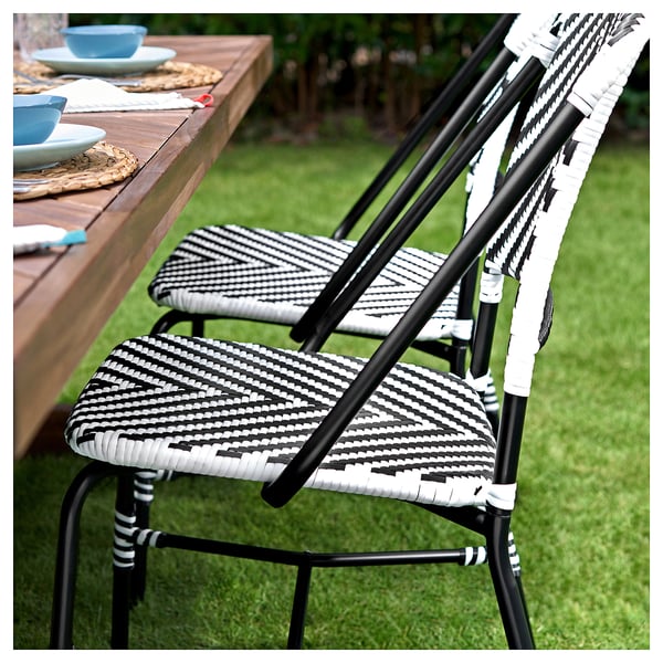 VASSHOLMEN Silla para terraza, negro/blanco