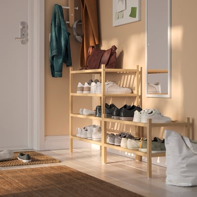 VASSKÄR Muebles entrada, set de 3, bambú