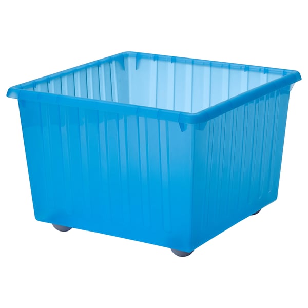 VESSLA Caja de almacenaje con ruedas, azul, 39x39 cm