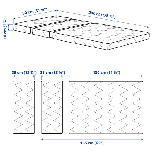 VIMSIG Colchón de espuma, cama extensible, 80x200 cm