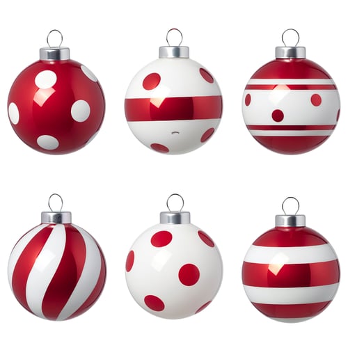 VINTERFINT Adorno de árbol de navidad, formas variadas/rojo/blanco, 6 cm