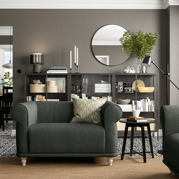 VISKAFORS Sillón 1,5 cuerpos, Lejde/gris/verde abedul