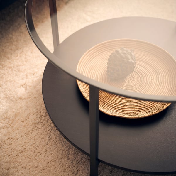 VITTSJÖ Mesa de centro, negro/vidrio, 75 cm
