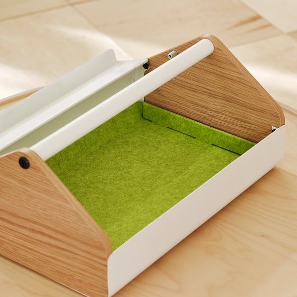YXSTABY Soporte para notebook + almacenaje, blanco, 43x27x18 cm