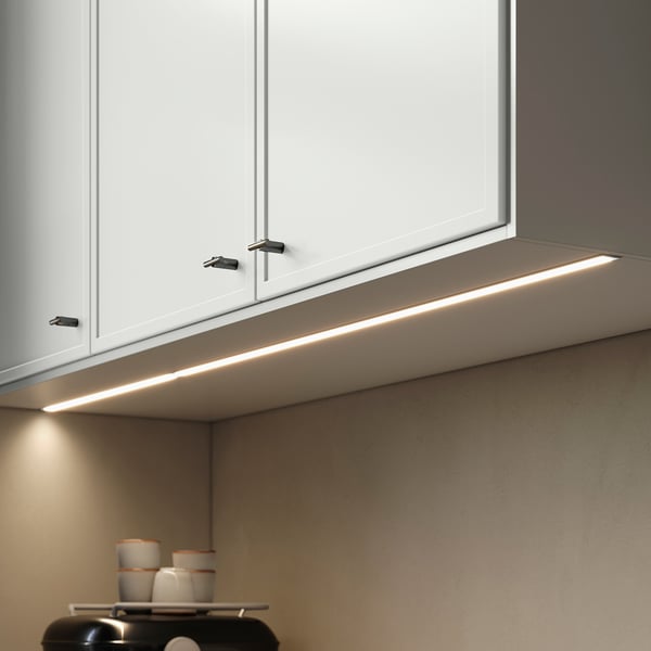 ASPUDDEN Panel de iluminación, gris claro, 221 cm