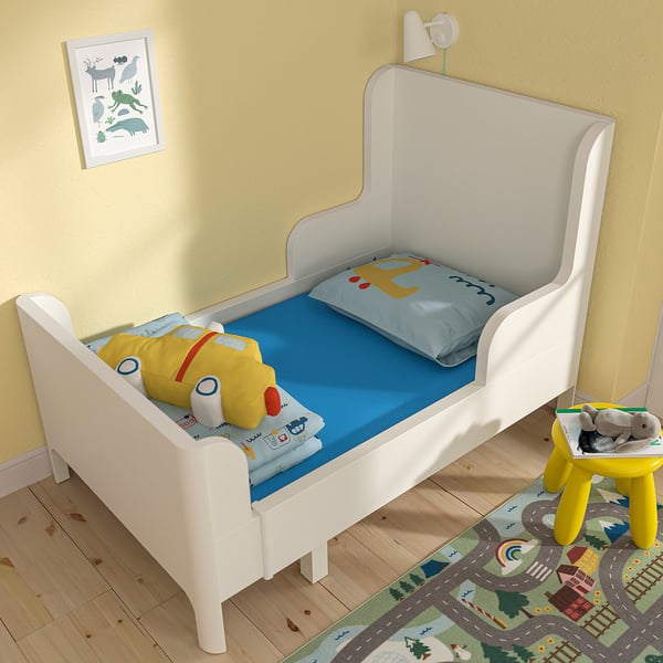 BARNDRÖM Sábana ajustable de cama extensible, azul, 80x130 cm