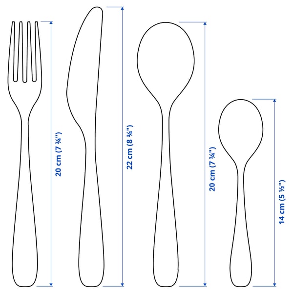 BEHAGFULL Set cubiertos, 24 piezas, Acero inoxidable
