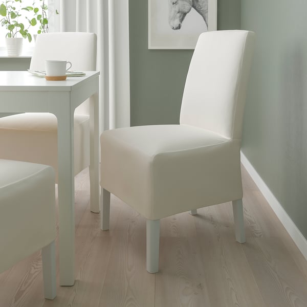 BERGMUND Silla con forro de largo medio, blanco/Inseros blanco