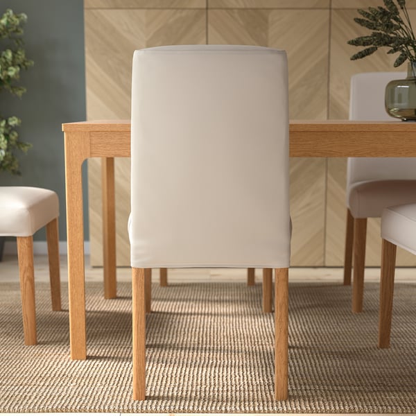 BERGMUND Silla, Efecto roble/Hallarp beige