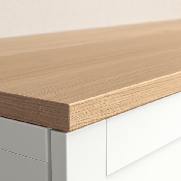 BESTÅ Cubierta superior para mueble, Chapa de roble, 180x42 cm
