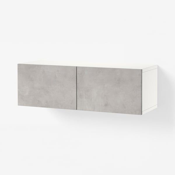 BESTÅ Estantería con puertas, blanco/Kallviken gris claro, 120x42x38 cm