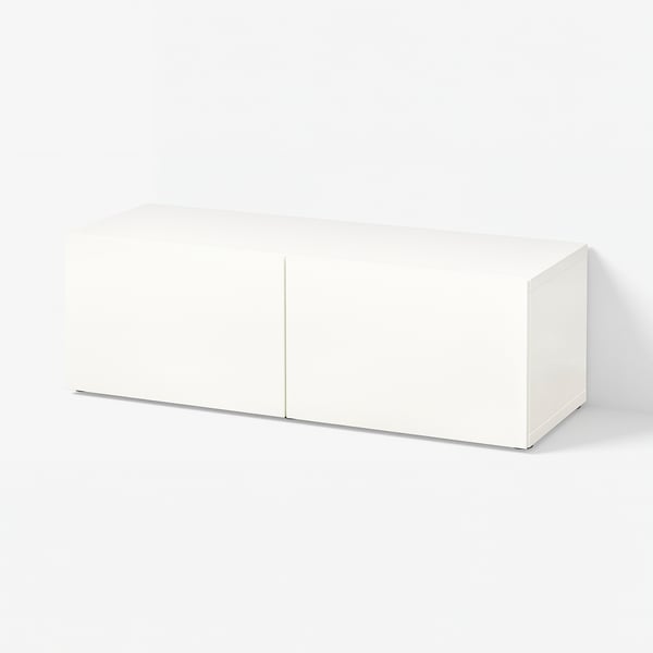 BESTÅ Estantería con puertas, blanco/Lappviken blanco, 120x42x38 cm