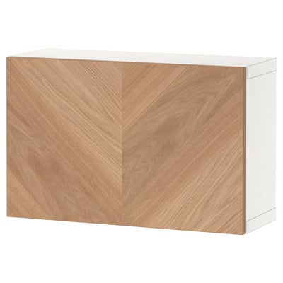 BESTÅ Estantería de cubos, blanco/Hedeviken Chapa de roble, 60x22x38 cm
