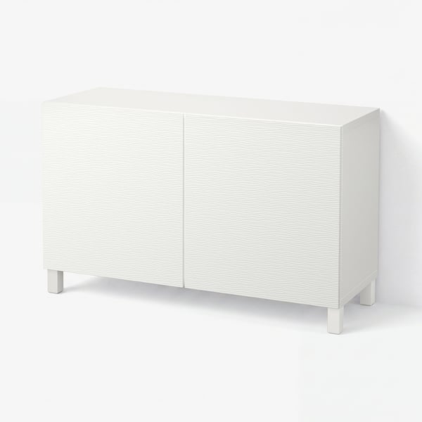 BESTÅ Mueble sala con puertas, blanco/Laxviken/Stubbarp blanco, 120x42x74 cm