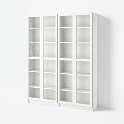BILLY / OXBERG Biblioteca, blanco/Vidrio, 160x30x202 cm