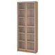 BILLY / OXBERG Librería con puertas de vidrio, Efecto roble, 80x30x202 cm