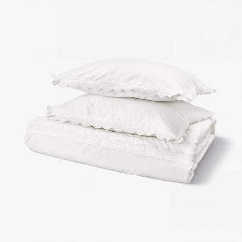 BIRGITTARÖNN Funda plumón con 2 fundas almohada, blanco, 240x220/50x60 cm
