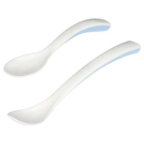 BÖRJA Cucharas de bebé, blanco/azul