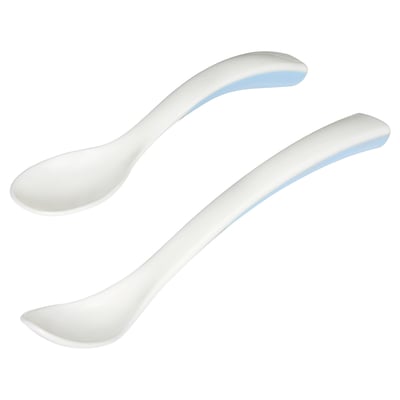 BÖRJA Cucharas de bebé, blanco/azul
