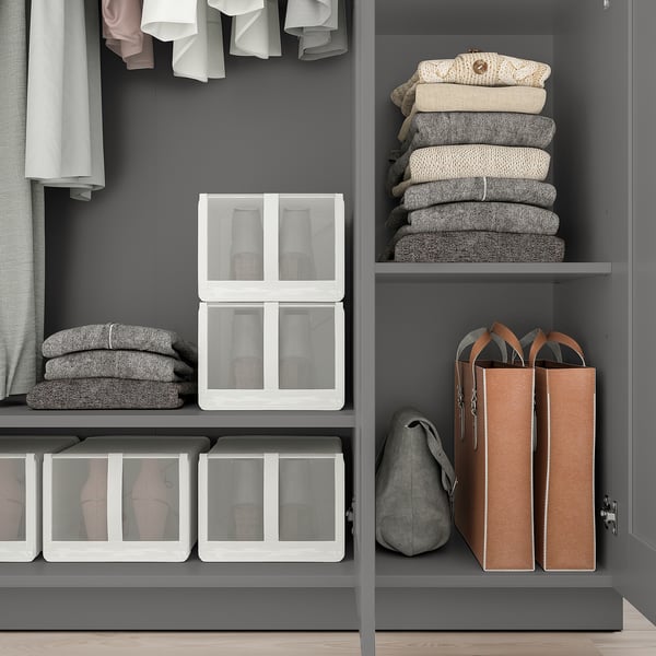 BRIMNES Clóset con 3 puertas, gris, 117x50x190 cm