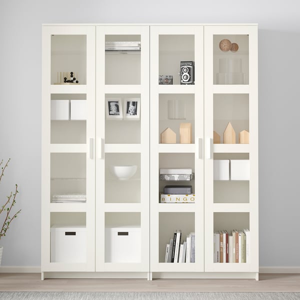 BRIMNES Vitrina, blanco, 160x35x190 cm