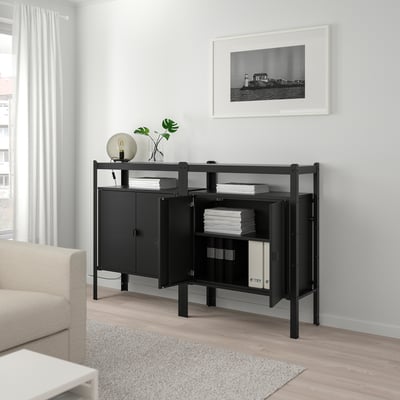 BROR Estante con armario, negro, 170x40x110 cm