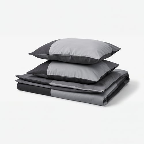 BRUNKRISSLA Funda plumón con 2 fundas almohada, negro, 240x220/50x60 cm
