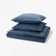 DOFTAKLEJA Funda plumón con 2 fundas almohada, azul oscuro/café claro, 240x220/50x60 cm