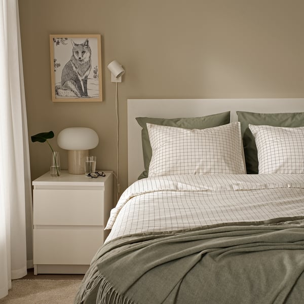 DOFTAKLEJA Funda plumón con 2 fundas almohada, blanco/gris oscuro, 240x220/50x60 cm