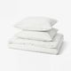 DOFTAKLEJA Funda plumón con 2 fundas almohada, blanco/gris oscuro, 240x220/50x60 cm
