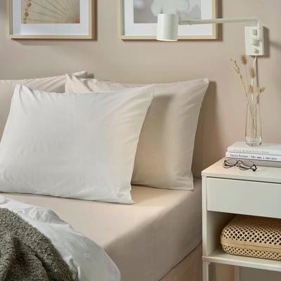 DVALA Sábana ajustable, beige, 160x200 cm