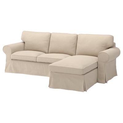EKTORP Forro sofá 3 puestos + chaiselonge, Naggen beige