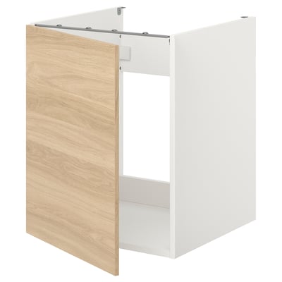 ENHET Arm bj lavaplatos/pta, blanco/Efecto roble, 60x62x75 cm