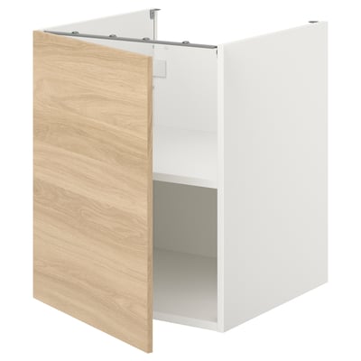 ENHET Armario bajo con repisa y puerta, blanco/Efecto roble, 60x62x75 cm
