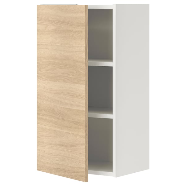 ENHET Armario pared 2 repisas/puertas, blanco/Efecto roble, 40x32x75 cm