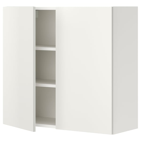 ENHET Armario pared 2 repisas/puertas, blanco, 80x32x75 cm