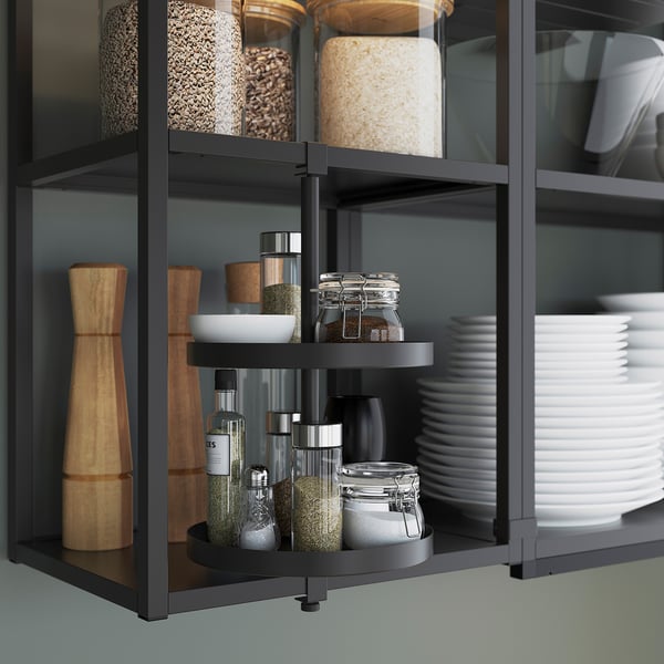 ENHET Estructura de pared con entrepaños, gris oscuro, 40x30x75 cm