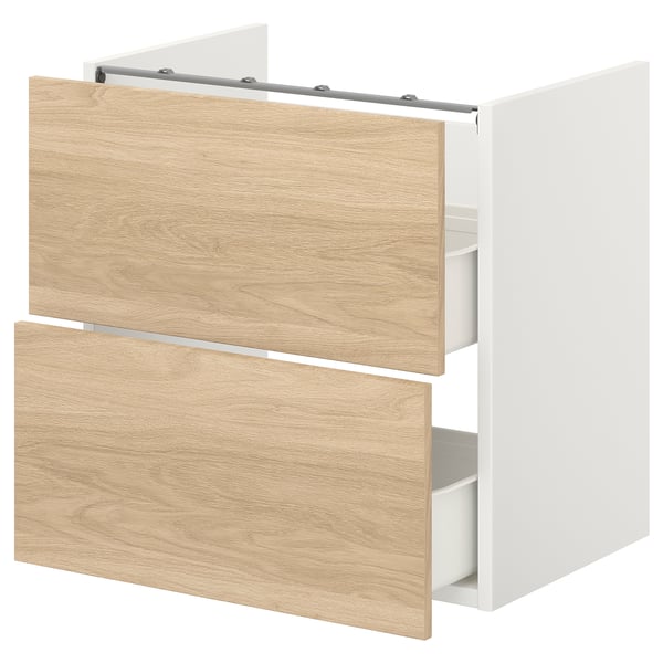 ENHET Mueble base para lavamanos, blanco/Efecto roble, 60x42x60 cm