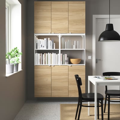 ENHET Mueble, blanco/Efecto roble, 120x32x225 cm