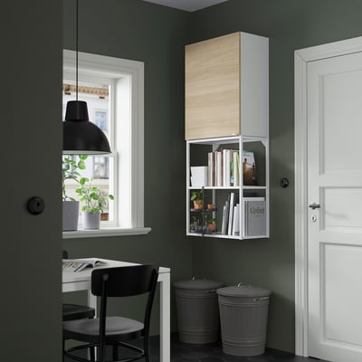 ENHET Mueble, blanco/Efecto roble, 60x32x150 cm