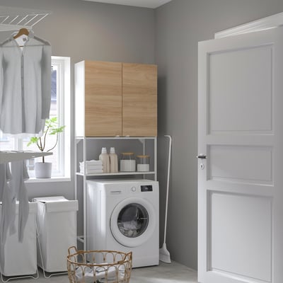 ENHET Mueble, blanco/Efecto roble, 80x32x204 cm