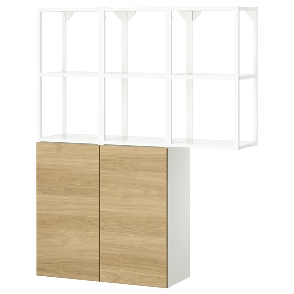 ENHET Mueble, blanco/Efecto roble, 120x32x150 cm