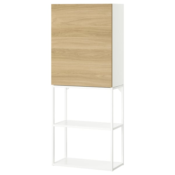 ENHET Mueble, blanco/Efecto roble, 60x32x150 cm