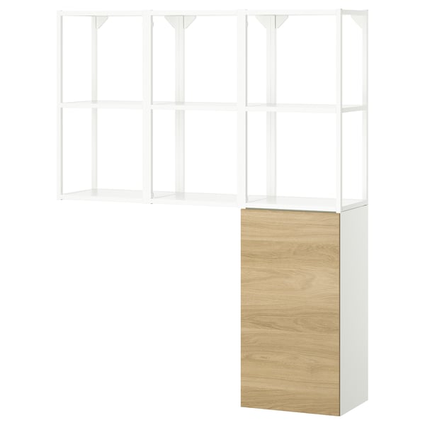 ENHET Mueble, blanco/Efecto roble, 120x32x150 cm